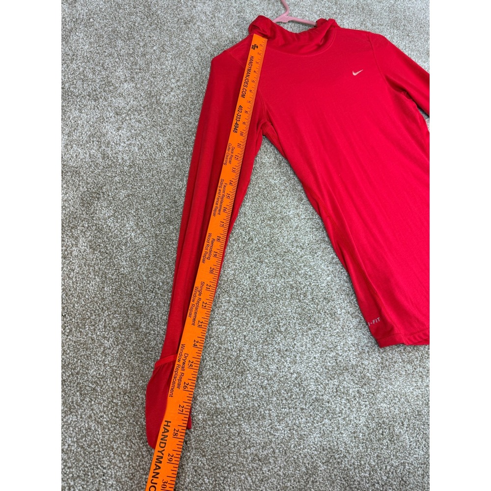 Nike Running Dri-FIT Hoodie Womens XS Red Long Sleeve Thumbhole Top Gym Train - Picture 2 of 13